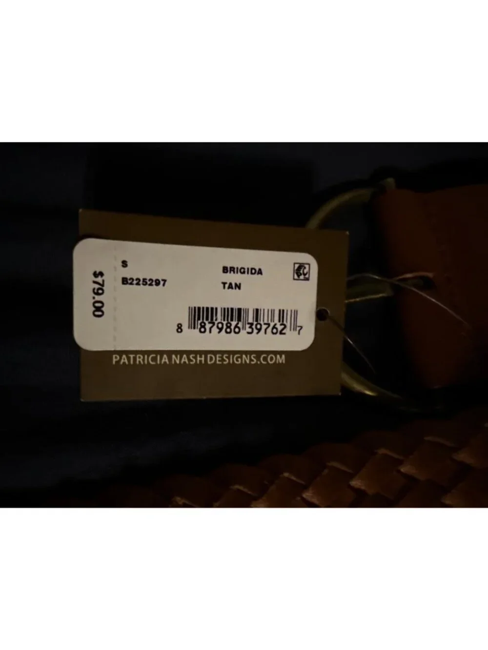 Patricia Nash Women's Braided Stitched Leather Belt Tan Size Small New with Tags